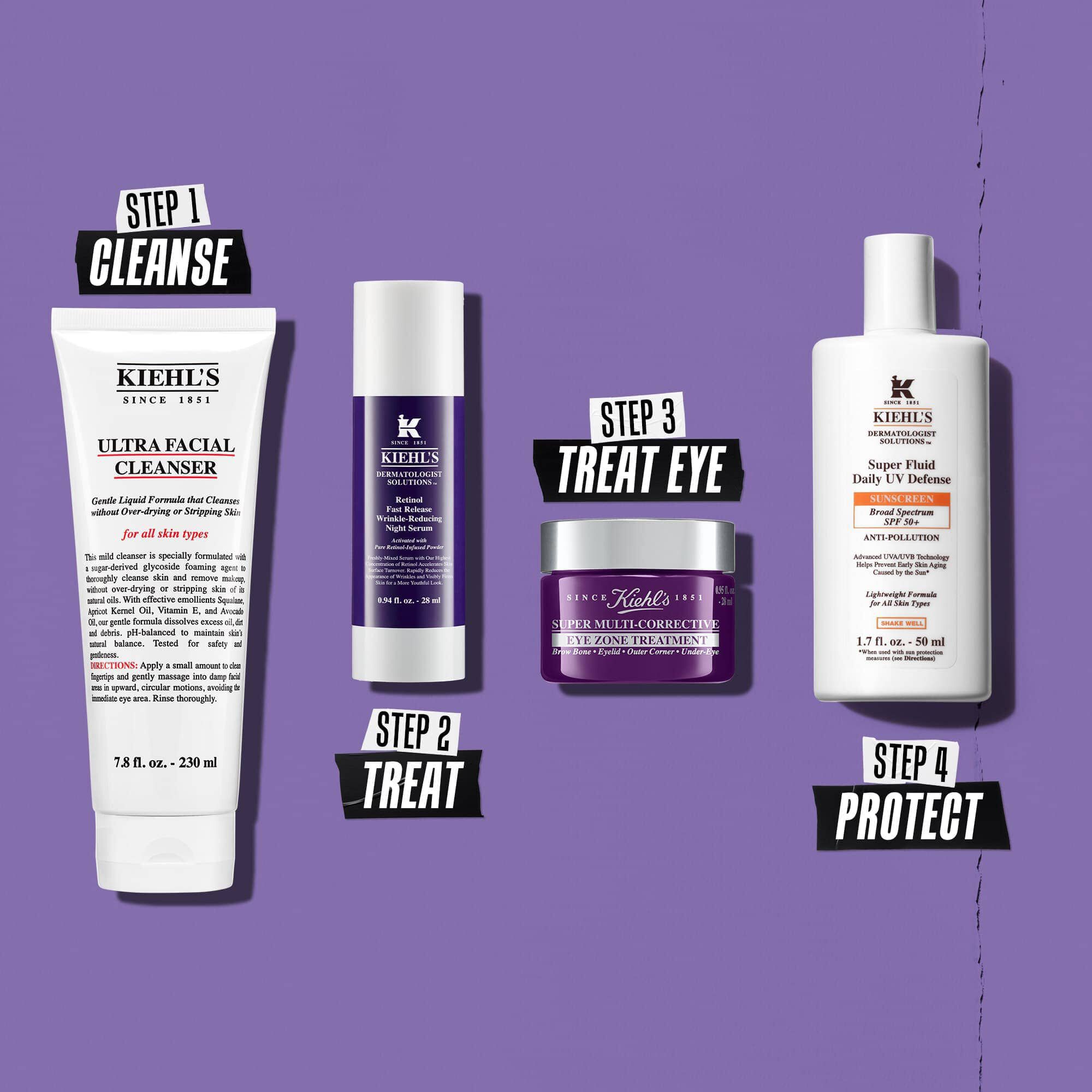 Рутина с нощния серум против бръчки Retinol Fast Release – почистване, грижа, грижа за очите, защита