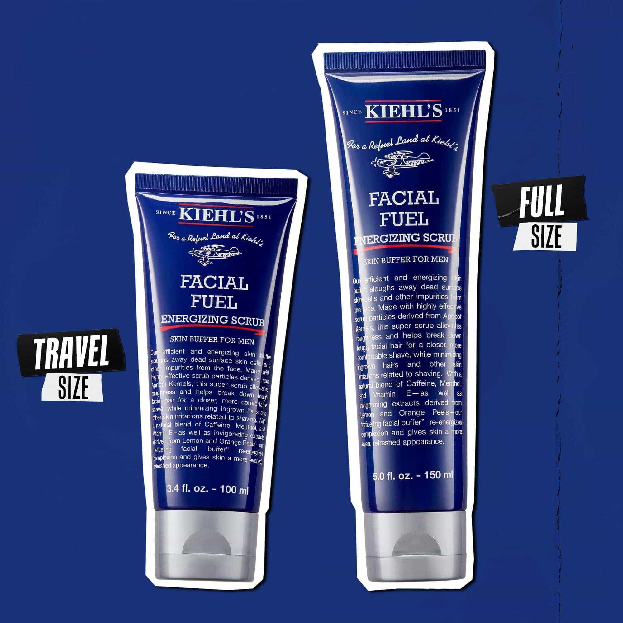 Пътнически и пълноразмерни туби на Facial Fuel Energizing Scrub.