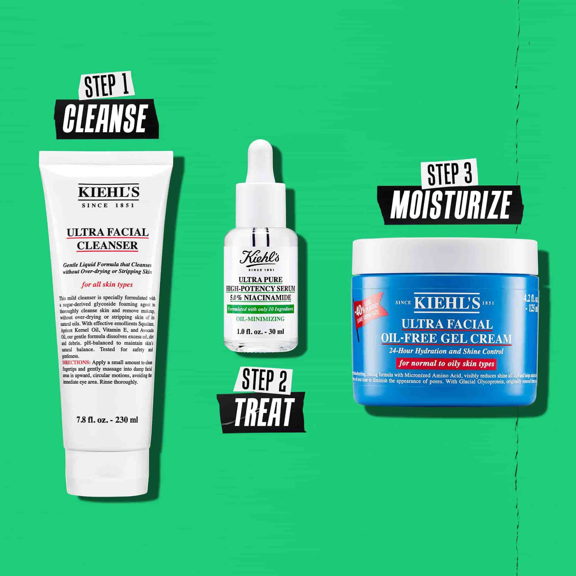 Илюстрация на рутината с висококонцентрирания серум Kiehl's Ultra Pure