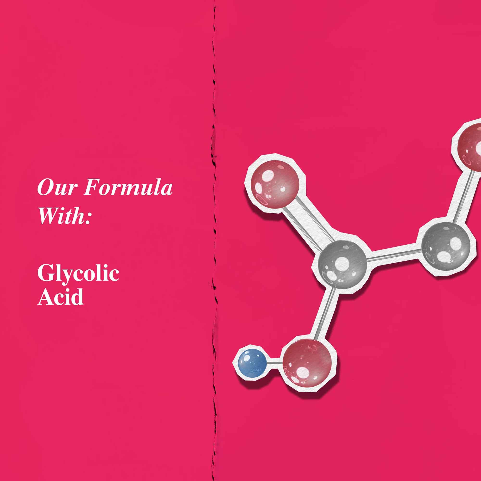 Графика на ключовите съставки, подчертаваща гликолова киселина.