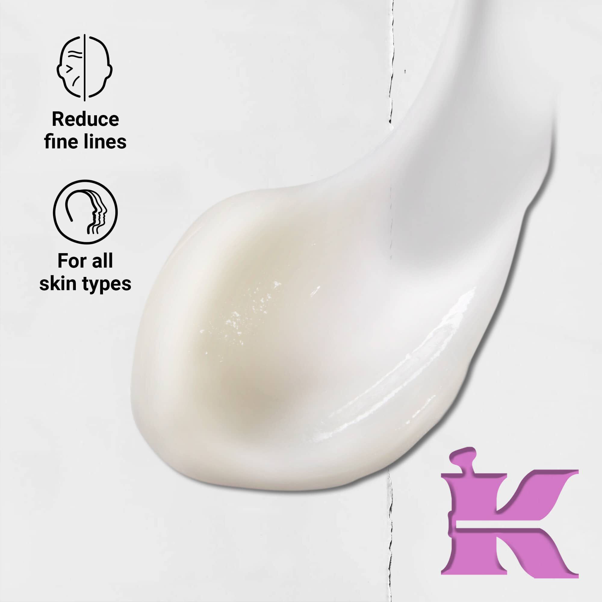 Снимка на текстурата с икони: намалява фините линии и е формулиран за всеки тип кожа