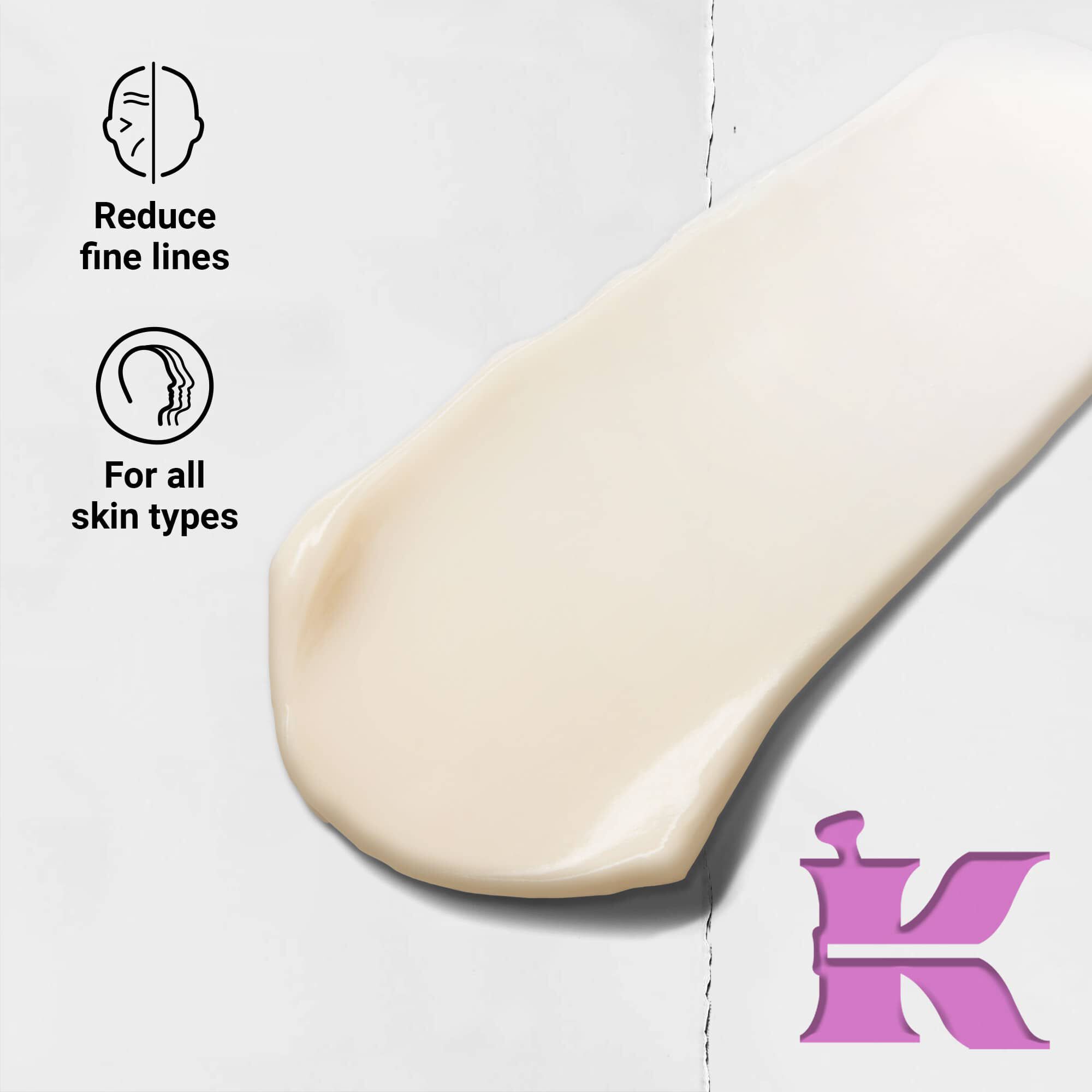 Снимка на текстурата с икони: намалява фините линии и е формулиран за всеки тип кожа