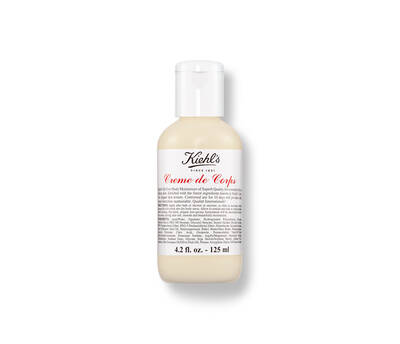 Мини бутилка крем за тяло 'Creme de Corps' на Kiehl's с обем 125 мл, с кремообразна текстура и изчистен дизайн.