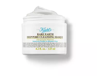 Бял крем за лице Kiehl's Rare Earth Deep Pore Cleansing Masque в опаковка от 125 мл, с амазонска бяла глина.